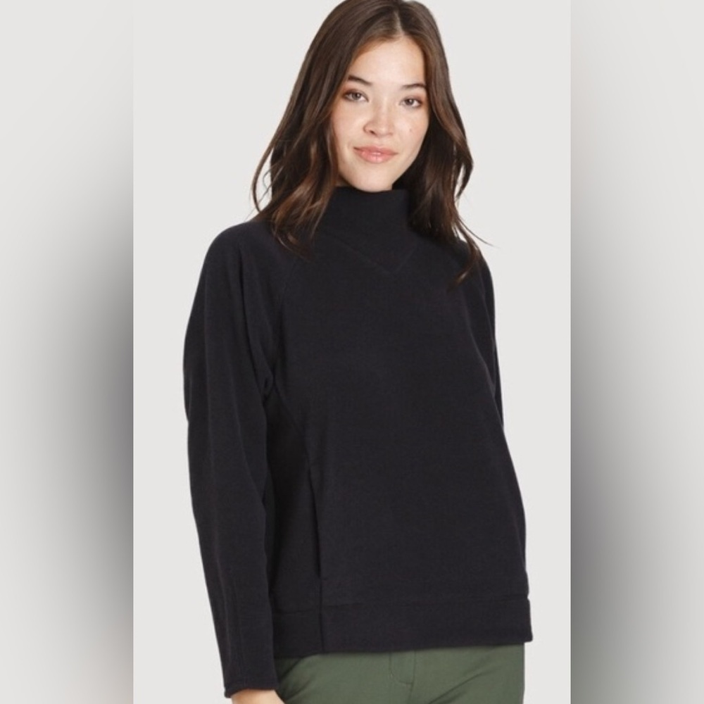 KIT and ACE - HYGGE Black Fleece Pullover Sweatshirt with kangaroo pocket. Small